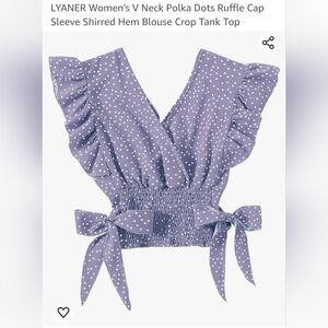 Lyaner Polka Dotted Purple Crop shirt ☆ Large ☆ NWOT ☆ Summer shirt ☆